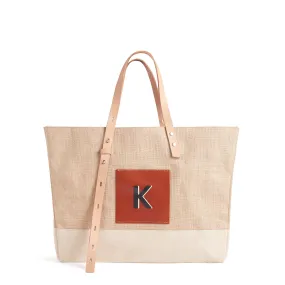 Shoulder Market Bag in Natural "Alphabet Collection"