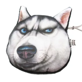 Siberian Husky Dog Face Animal Meme Coin Purse Make Up Bag