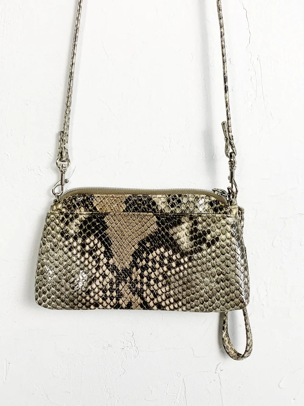 Snakeskin Convertible Mini Clutch Cross Body Purse