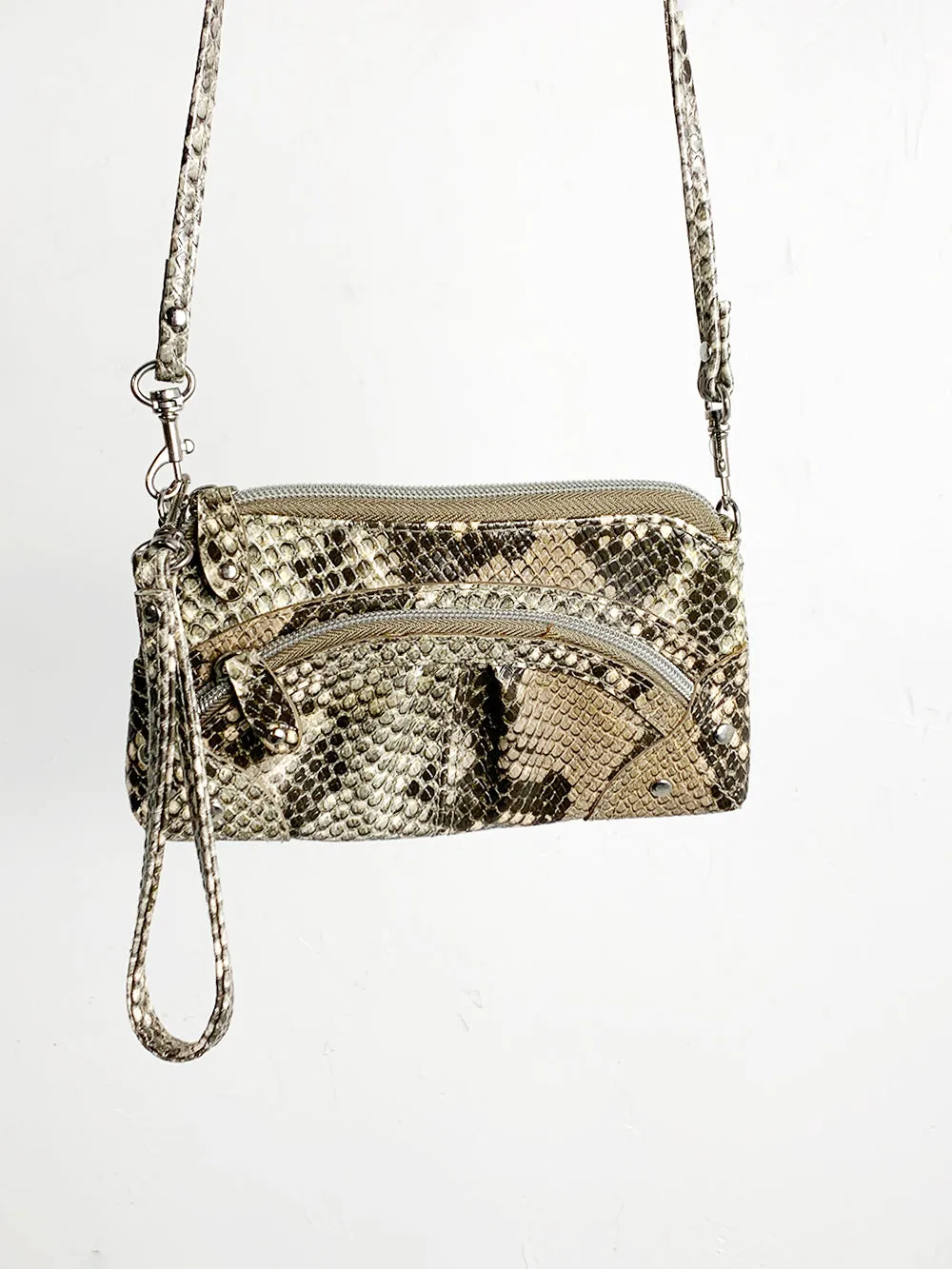 Snakeskin Convertible Mini Clutch Cross Body Purse