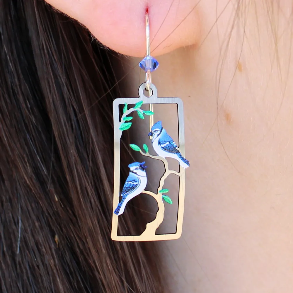 Spring Blue Jay Earrings