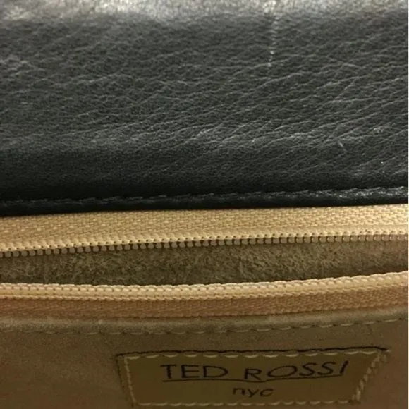 Ted Rossi Pleated Dark Brown Eel Skin Leather Clut