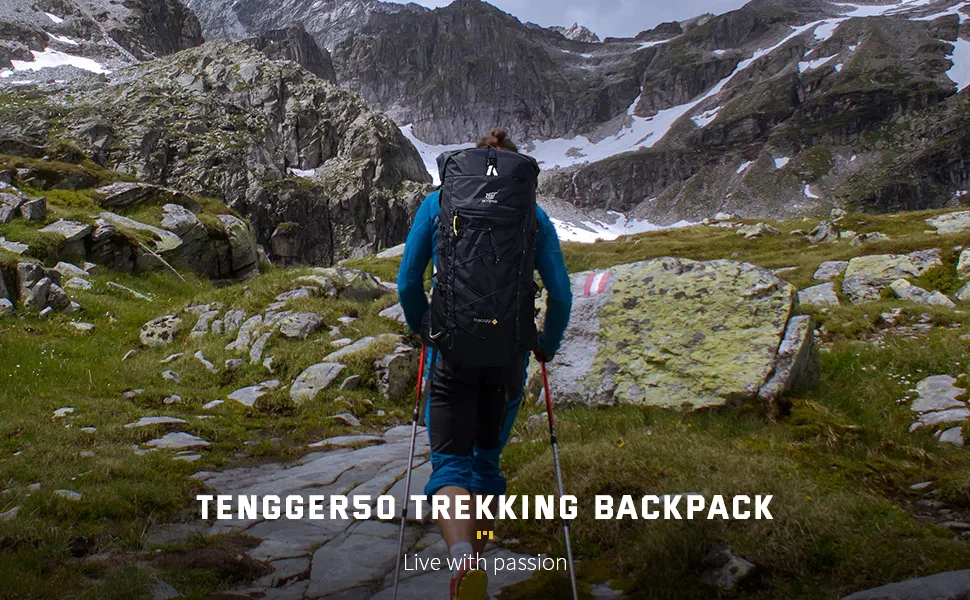 TENGGER50 - SKYSPER 50L   10L Backpacking Backpack with Rolling Top & Waterproof Rain Cover