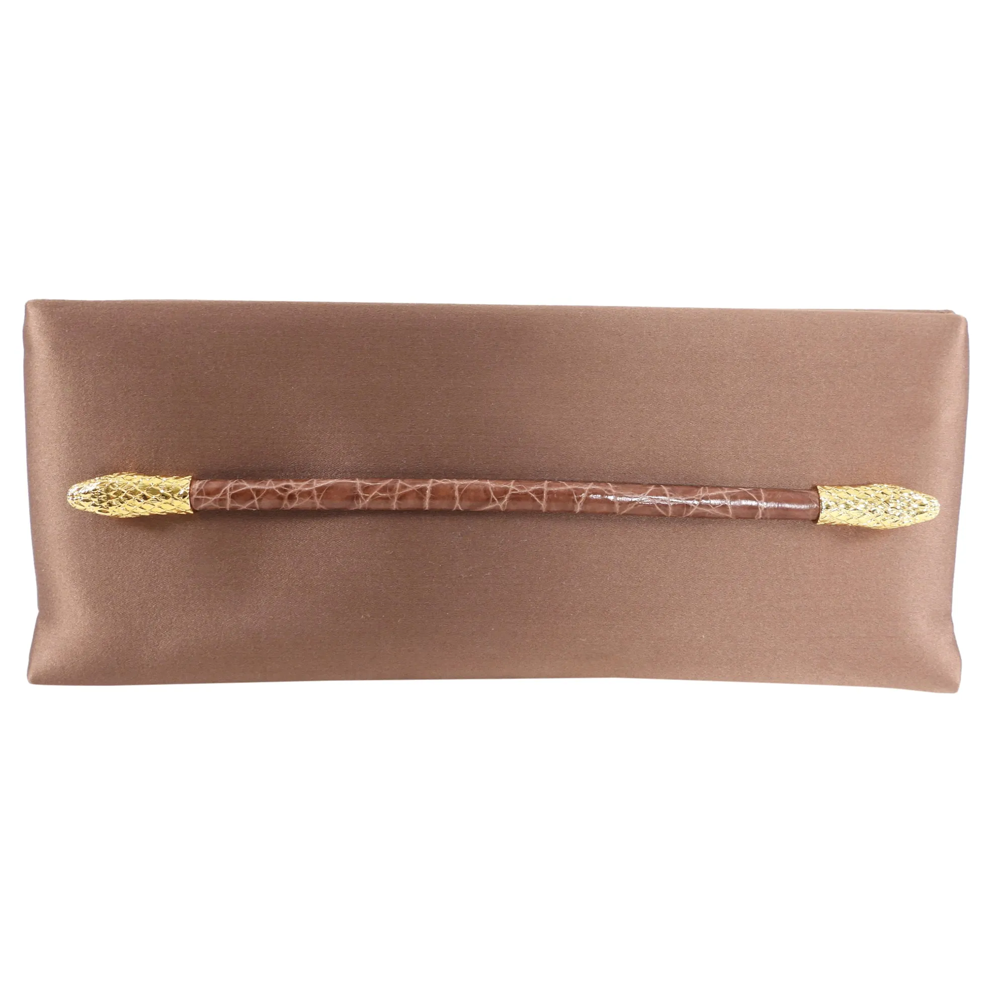 Tom Ford Brown Satin Snake Design Long Clutch Bag