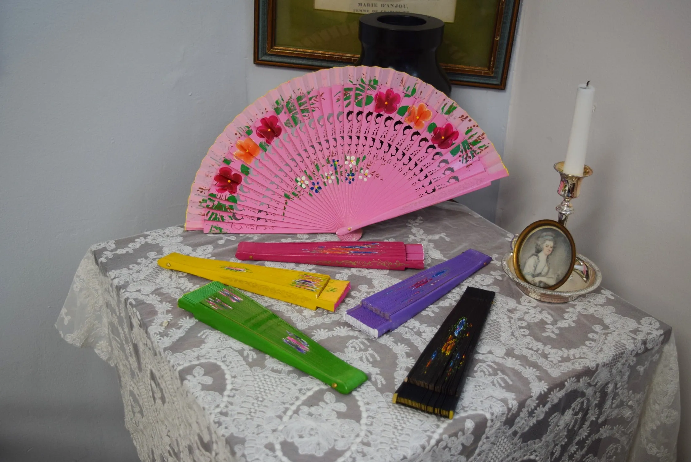 Wooden Hand Fan - Green