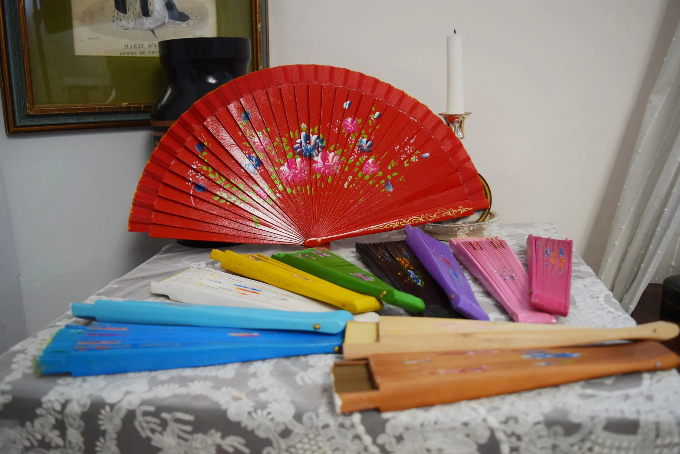 Wooden Hand Fan - Green