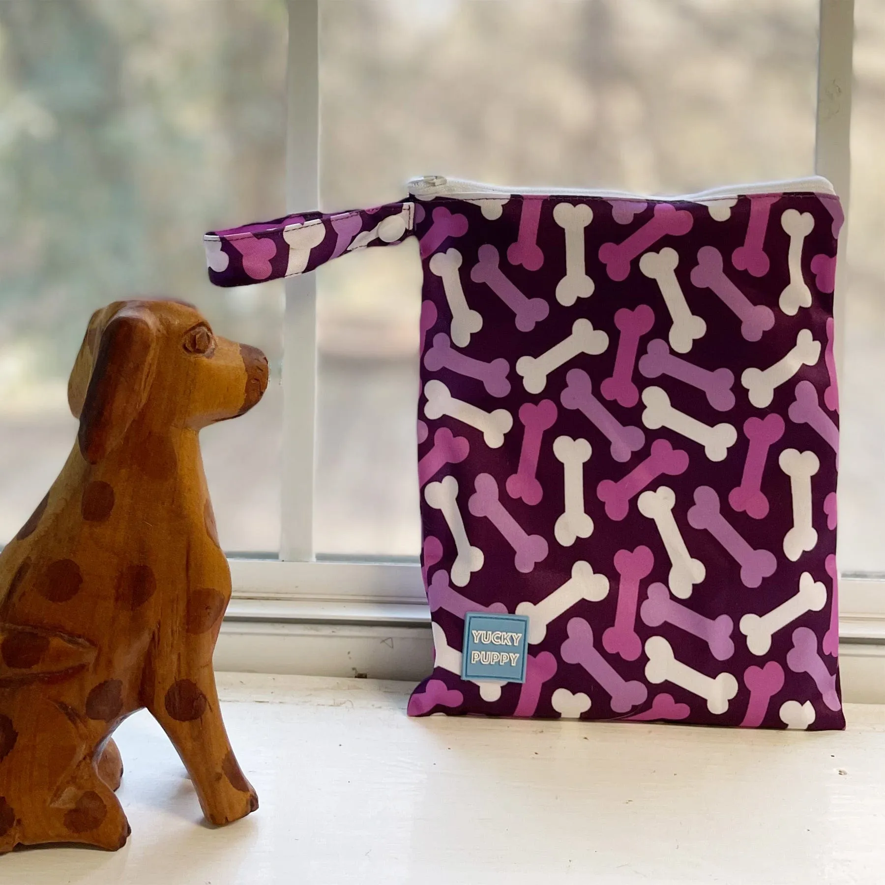 Yucky Puppy Dog Poop Bag Holders-- Blue or Pink/Purple Bone (Set of 2)--TWO SIZES